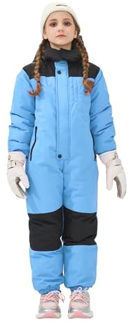 Owntop Kids Snowsuit - One Piece Warm Ski Suit, Lightweight Boys Ski Overalls, Waterproof Winter Hooded Jumpsuits Girls Snowboard Suit