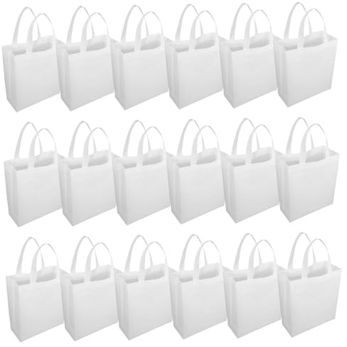 BAZEITFLOW Lot De 30 Paquet De Courses Non Tissés Blanc Vertical 25x30x10 Cm En Tissu Non Tissé Léger Poignées Confortables Pour Transport Extérieur, Rangement Et Shopping Quotidien