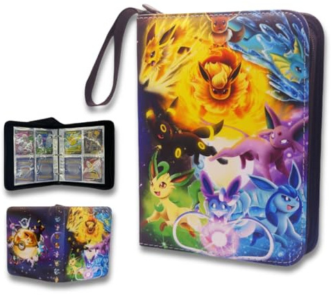 Rufpunkt 400 Cartas Pokemon Álbum de recortes, 50 páginas, Carpeta Pokemon con cremallera, portátil y resistente al agua, carpeta coleccionable de poliuretano como regalo para niños y coleccionistas