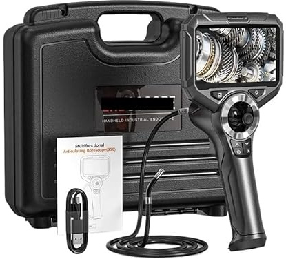 720 Degrees All Way Steering Industrial Endoscope for Car Pipe Inspection Sewer Camera Borescope with 5 Inch(S50-6MM-1M)