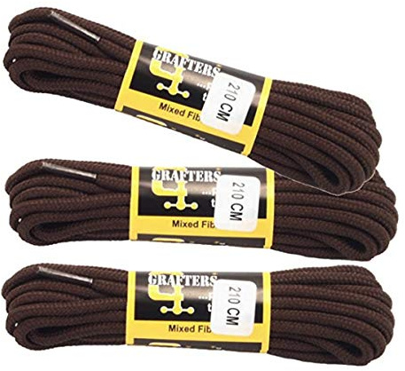 Extra långa bruna skosnören paket med tre par extra stark flätad 210 cm lång, - Brun - 210cm