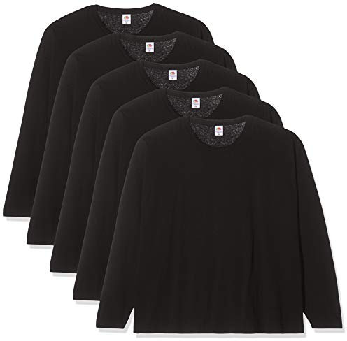 Fruit of the Loom Men's Original Long Sleeved Tee, 5 Pack T-Shirt, Black (Black 36), Medium (Size:M) (Pack of 5)
