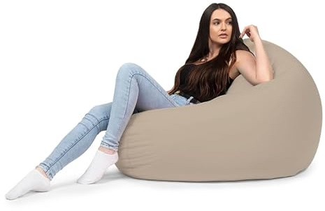 chilly pilley Fauteuil Pouf Coussin De Sol avec Remplissage Eps Pouf Géant Pouf Intérieur Et Extérieur Imperméable Multifonctionnel pour Enfants Et Adultes Nombreuses Couleurs (Beige, Ø 100 cm)