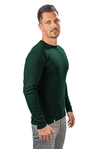 ALPIN LOACKER Homme Manches Longues en Laine Mérinos - Pull de Leger, Respirant, Sechage, Thermique | Tee Shirt Manche Longue de Randonnée Camping Cycle Fitness, Vert S