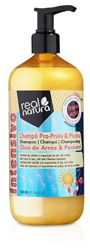 Real Natura - Champú Sin Sal Pro-Mar y Piscina - Protege del cloro y sal marina - Nutrición profunda - Ideal para nadadores - Brillo y suavidad - Aroma fresco - 500 ml