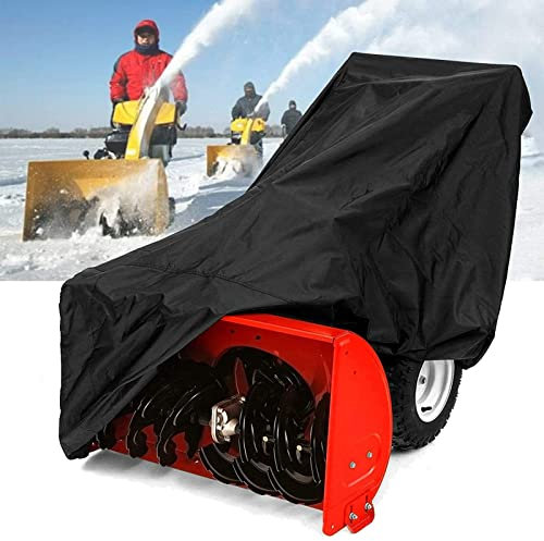 Schneefräsen-Abdeckung, Schneewerfer-Abdeckung, wasserdicht, Schneefräsen-Schutz, Allwetter-Schutz, Universalgröße für die meisten elektrischen zweistufigen Schneefräsen, schwarz, 153 x 84 x 115/64 cm