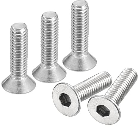 uxcell #10-32x3/4 Flat Countersunk Head Socket Cap Screws, 20Pcs 304 Stainless Steel Hex Socket Flat Head Screws, Full Thread, Countersunk Bolts