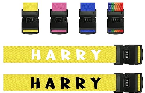 Varsany Single Yellow Personalised Luggage Straps Belt with Combination Lock - Adjustable & Secure -Suitcase Straps