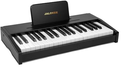 JALOKEE Tastiera per pianoforte per bambini, pianoforte digitale per bambini, strumento musicale educativo giocattolo, pianoforte in legno per ragazze e ragazzi (Nero, 37 Tasti)
