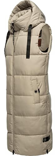Navahoo Gilet lungo da donna senza maniche per outdoor, giacca invernale calda Schnuffelchen XS-3XL, Grigio ghiaia, 3XL