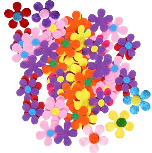 Feltro Fiori,100 Pezzi Fiori di Feltro,Fiori di Feltro Ornamenti di Fiori in Tessuto Colorato,Ornamenti di Fiori di Tessuto, per DIY Bambini Adulti Artigianato, 2,8 cm