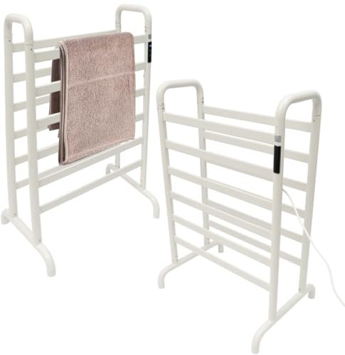 Handtuchheizkörper 12 Heizrippen Elektrisch Handtuchhalter Wäscheständer Handtuchheizung 180W Badheizkörper Freistehend Mit Timer Handtuchtrockner Elektrisch Für Bad Handtuchwärmer Bodenstehen 60*43*