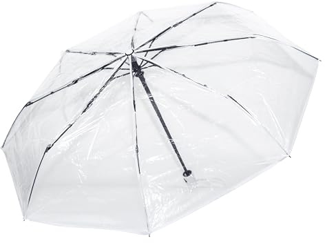 HaViBaLLIVia Clear Folding Umbrella Auto Open Compact White