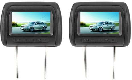 Eacam 7 En la Pantalla de DVD de Automóvil, Disipación de Reposacabezas Negros con Pantalla HD, Transmisor Infrarrojo de Doble Canal para Modelos Universales, Control Inalámbrico, 2