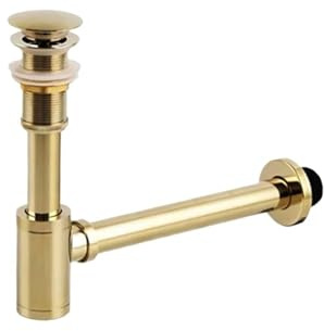 Desagüe de lavabo baño dorado, sifón latón, filtro, tapón accesorio emergente para Lavabos(Type 1)