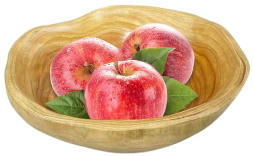 AZIDWERYQ Tazón de madera, tazón de fruta ondulada ondulada irregular, decorativa para ensalada de caramelo cristales llave más ensalada de madera