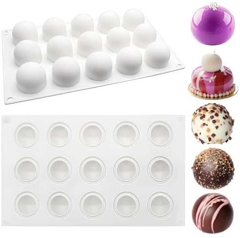 2 stycken silikonform kula, 15 hål Ø 3,5 cm silikonform choklad, silikon kulform chokladformar chokladform pralinform non-stick silikon chokladform praliner för choklad, kaka gelé