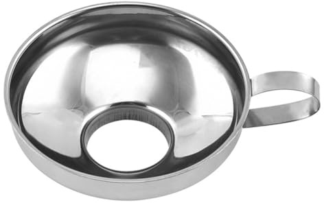 BEAMARKER Embudo de Boca Ancha para Cocina, Embudo para Tarros con Asa, de Acero Inoxidable, Plateado, para Llenado de Botellas Sólidas, de Boca Regular, de Metal, para Enlatar, Rellenar Botellas, L