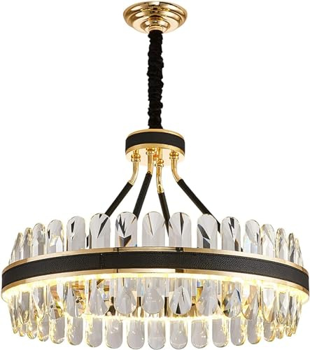 Lámpara de araña cristal redonda posmoderna LED, luminaria suspensión con lustre, compatible comedor,Candelabros