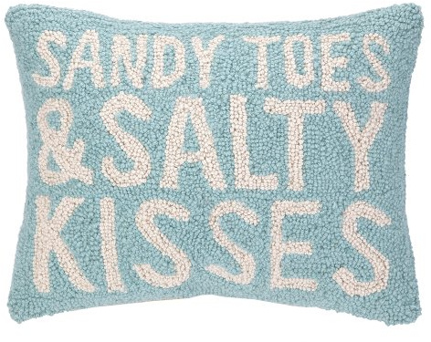 Peking Handicraft Hook Pillow, 12 by 16-Inch, Sandy Toes Salty Kisses