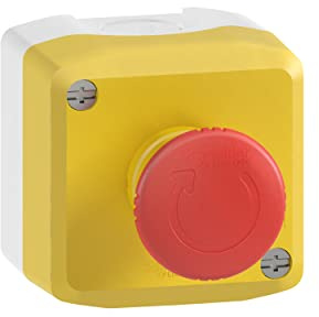 Schneider Electric Harmony XALK Aufbaugehäuse, 1 Not-Aus-Schalter, Kunststoff, Drehentriegelung, 1Ö, hellgrau/gelb/rot, Artikelnummer XALK178