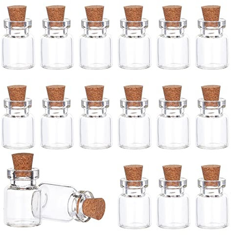 PH PandaHall 20pz Bottiglie Wishing Bottiglie Vetro con Tappo in Sughero Flaconi Vuoti Desiderio Contenitori di Perline Bottiiglie Vetro per Collane Natale fai da te 22x15mm