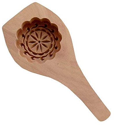 Killer's Instinct Outdoors Carved Round Wooden Mould Press Mooncake Mold Middle Eastern Cookie & Cake Mold 2-1/2 Diameter 1/2 Depth Maamoul Cookie Spoon