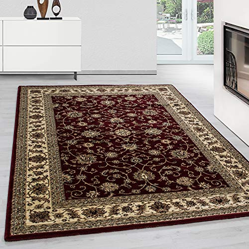Teppium Kurzflor Teppich Wohnzimmer 300x400 cm Rot Vintage Look - Orientteppich Waschbar, Orientalisch Design, Pflegeleicht und Weich - Ideal für Schlafzimmer, Esszimmer und als Küchenteppich
