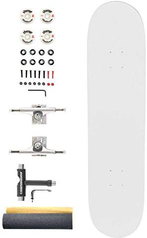 Venom Core Colours Complete Skateboard kit - Double Kick Trick Skateboard for Kids Boys/Girls Adults Beginners Advance - Deck/Trucks/Wheels/ABEC 9/Tool!! - Matt White/Raw Trucks