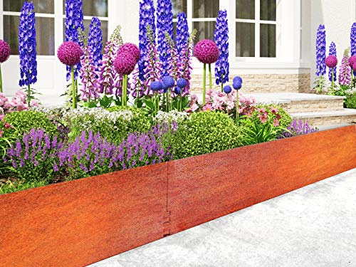 Firend Rasenkante 4mm 15-25cm Corten Stahl Edelrost Mähkante Beeteinfassung Umrandung Metall Magic Rasen ZP (18, 15)