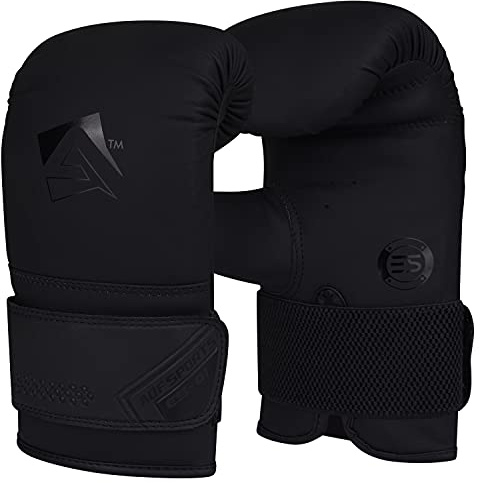 AQF Boxing Mitts Heavy Punch Bag Glove for Speed Bag MMA Punching Gloves Kickboxing Sparring Muay Thai Martial Arts & Double End Ball Workout (Matt Black)