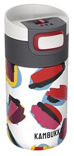 Kambukka Thermobecher 300ml - Kaffeebecher to go aus Edelstahl - Auslaufsicher & dicht - Isolierbecher, Travel & Coffee mug - hält 5h heiß/ 11h kalt - Modell ETNA LEOPARD BRUSH