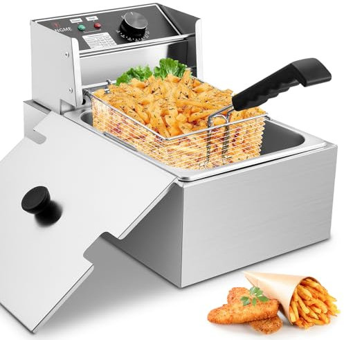 Deep Fryer with Basket 10L/12.7QT 1700W Electric Deep Fryers 0.7mm Thickened Stainless Steel Countertop Oil Fryer Large Capacity for Home and Commercial Use with Temperature Limiter