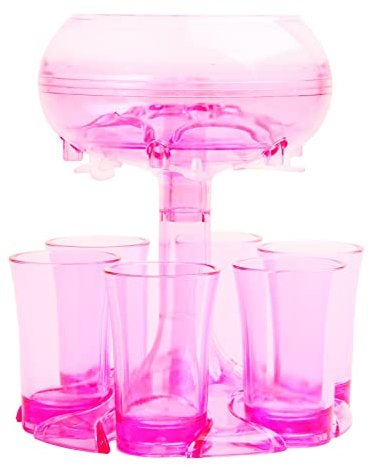 Bseical Distributore di Bevande con 6 Bicchierini,Dispenser Bicchieri per Cocktail Festa,Dispenser Slogan,Dispenser Vino Shot Buddy,Adatto per vino e bevande varie (D)