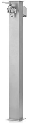 BelFer 42QRR Fontana da Giardino Struttura Quadrata in Acciaio Alluminio con Porta Gomma Doppio Rubinetto in Ottone Colore Alluminio