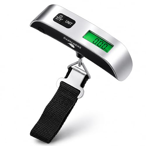 Digital Luggage Scale – Travel Scales for Luggage with Tare Function & Battery – 50kg/110lb Suitcase Weighing Scales – Holiday Essentials for Flights & Cruises (Silver)