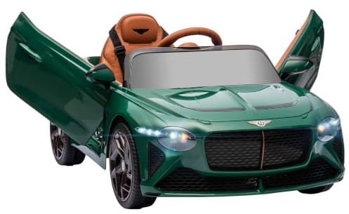 HOMCOM 12V Kids' Electric Ride-On with Remote Control Ages 3-5 Years Green | Bentley Bacalar Licensed, Battery Powered Electric Car for Kids, Suspension Wheels, Horn, Lights