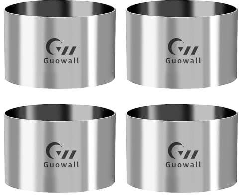 Guowall Cake Rings 8cm/3.15inch, Stainless Steel Cheesecake Mould, Reusable Baking Rings for Mousse Cake Dessert, 4 Pieces
