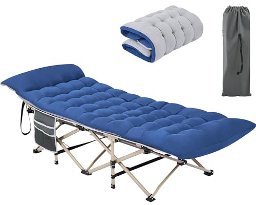 Yaheetech - Cama de Campamento Plegable con colchón de 150 kg, Carga de Cama de Camping con Bolsa de Transporte, Marco de Metal, para Exterior, Viajes, Pesca, Senderismo, Marco, Color Gris y Azul