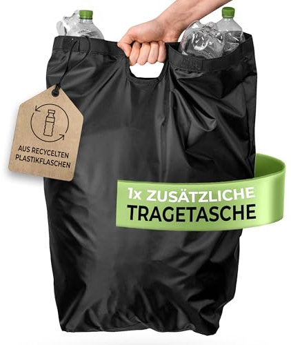 Glückstoff® Poubelle Recyclage [AVEC SACS DE TRANSPORT] - Déchets et Recyclage - Bac et Poubelles de Recyclage - Bac à Recyclage - Poubelle de Tri - Poubelle Cuisine pour Bouteilles Plastique - 100L