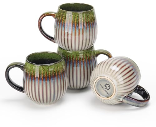 CosyCorner keramiska kaffemuggset, 500 ml, stora kaffekoppar för hem och kontor, keramisk kopp för kaffe och te (B×4 st)