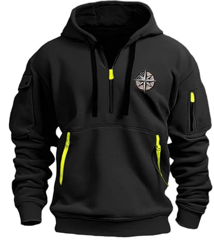 , Sweat A Capuche Homme Manche Longue Capuche Militaire Sport Sweatshirt Grande Taille Manga Chauffante Ski Veste De Travail Homme Hiver M