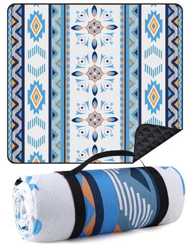 EXTSUD Outdoor Picknickdecke, 200x200cm Camping Picknick Matte Feuchtigkeit Pad Meeres-Herz Tragbare Picknick Decke Wasserdicht Campingdecke Stranddecke mit Tragegriff Picknick Matte