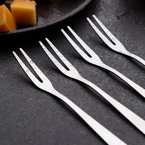Qiwieod Forchette da tavola, 10 pezzi, forchette da formaggio, forchette da menù in acciaio inox, piccole forchette per frutta, forchette da pasticceria in acciaio inox, forchette per torte, forchette