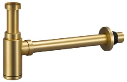 Bottle Trap, Stainless Steel Basin Sink Round Bottle P Trap, Lavatory Waste Trap Drain Kit for Bathroom Sink Basin Vessel, Brushed Gold