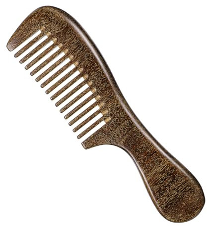 simarro Pettine in legno da donna, pettine per capelli in legno di sandalo naturale, spazzola per capelli a denti cavi, antistatica, per la cura dei capelli, adatto per ricci bagnati o asciutti