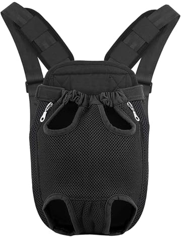 Adjustable Pet Carrier Backpack, Dog Backpack Carrier, Leg Out Design, Ventilated Mesh Front, Backpack for Small Medium Dogs Cats, Black Pet Travel Carrier for Hiking, Biking, Airplanes