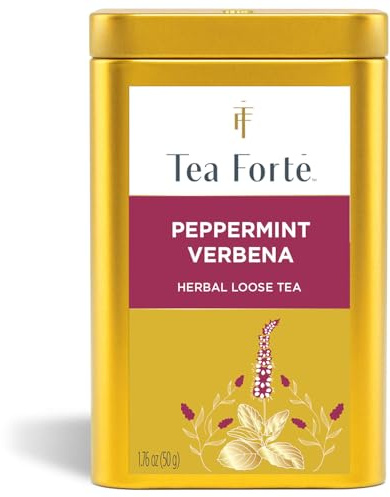 Tea Forte Peppermint Verbena Premium Loose Leaf Caffeine-Free Herbal Tea Blend Canister, Makes 35-50 Cups