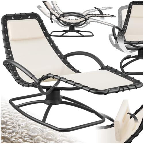 tectake® Chaise Longue Bain de Soleil Ergonomique et à Bascule Max. 120Kg, Imperméable, Transat Jardin Exterieur Relaxation Camping Salon de Jardin Exterieur Amenagement Balcon Terrasse Piscine Lounge