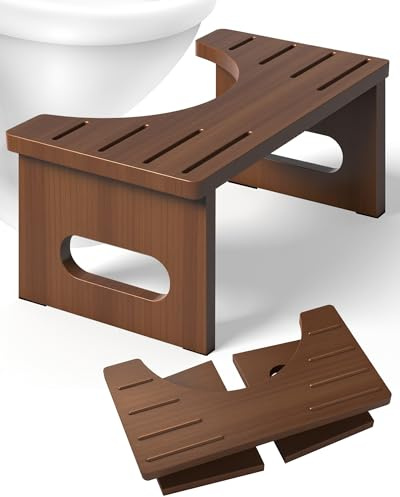 Sgabello per WC in legno, sgabello da WC per adulti, sgabello da toilette pieghevole, sgabello da toilette Squatty per una corretta posizione di seduta durante la sedia